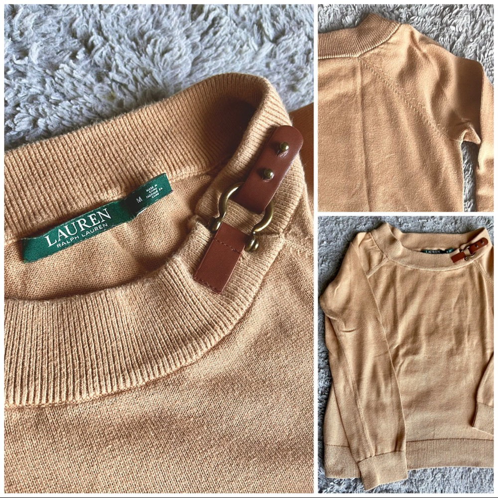 Polo | Camel Sweater w/ brown faux leather buckle